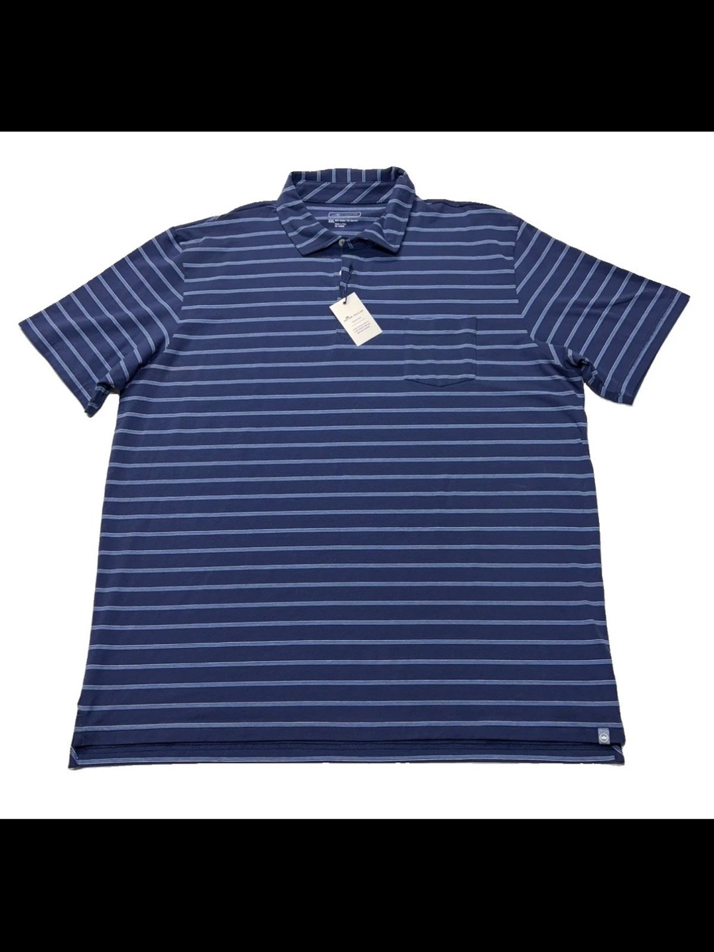 Peter Millar Cape May Stripe Polo Shirt XXL NWT Blue Striped Pocket Seaside Wash